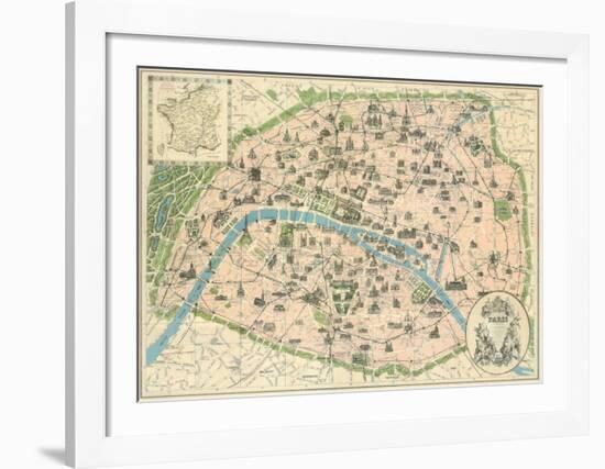 Vintage Paris Map-The Vintage Collection-Framed Art Print