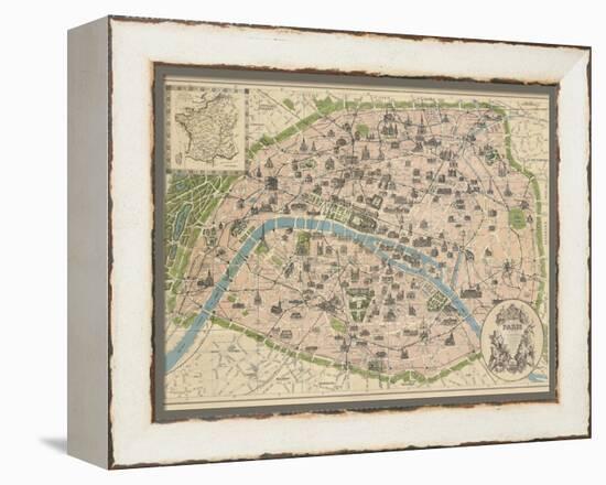 Vintage Paris Map-The Vintage Collection-Framed Stretched Canvas