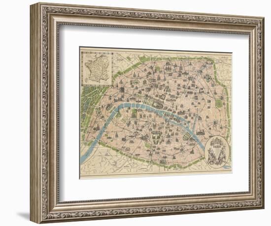 Vintage Paris Map-The Vintage Collection-Framed Art Print