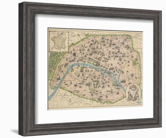 Vintage Paris Map-The Vintage Collection-Framed Art Print