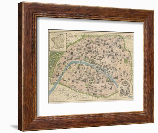 Vintage Paris Map-The Vintage Collection-Framed Art Print