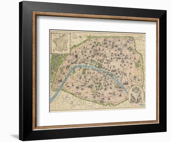 Vintage Paris Map-The Vintage Collection-Framed Art Print