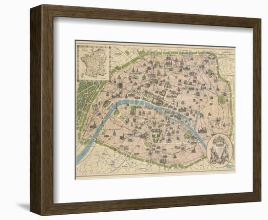 Vintage Paris Map-The Vintage Collection-Framed Premium Giclee Print