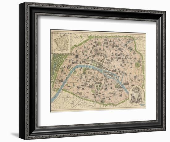 Vintage Paris Map-The Vintage Collection-Framed Premium Giclee Print