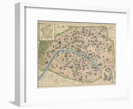 Vintage Paris Map-The Vintage Collection-Framed Premium Giclee Print