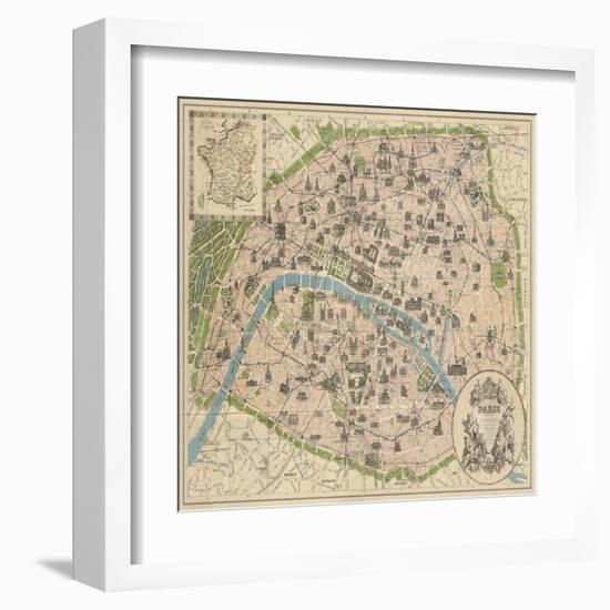 Vintage Paris Map-The Vintage Collection-Framed Art Print