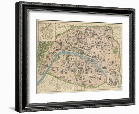 Vintage Paris Map-The Vintage Collection-Framed Art Print