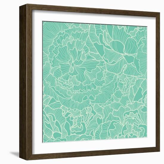 Vintage Pattern Made of Peony-smilewithjul-Framed Art Print