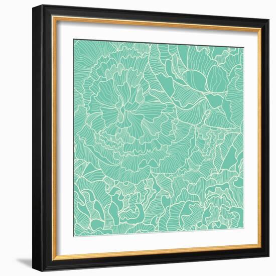 Vintage Pattern Made of Peony-smilewithjul-Framed Art Print