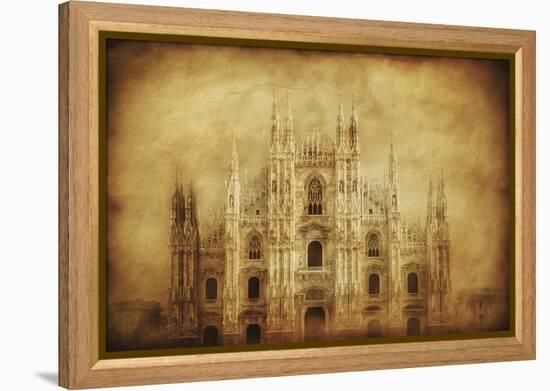 Vintage Photo of Duomo Di Milano, Milan, Italy-null-Framed Premier Image Canvas