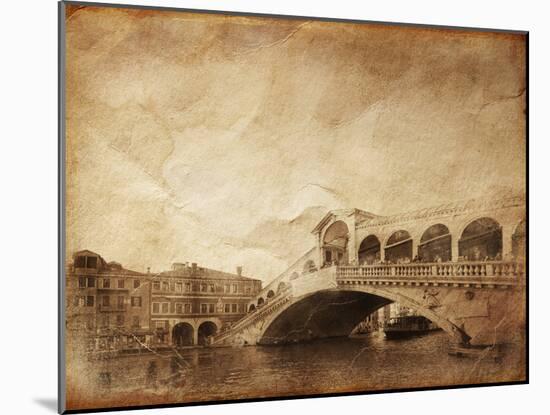 Vintage Photo of Grand Canal and Rialto Bridge in Venice, Italy-null-Mounted Photographic Print