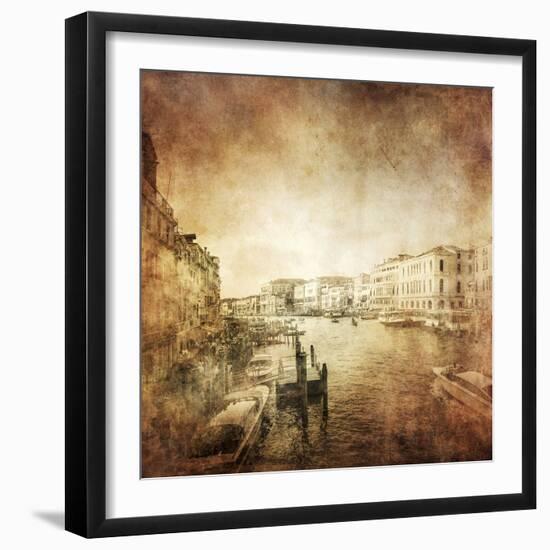 Vintage Photo of Grand Canal, Venice, Italy-null-Framed Photographic Print