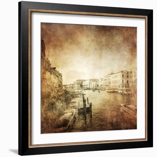 Vintage Photo of Grand Canal, Venice, Italy-null-Framed Photographic Print