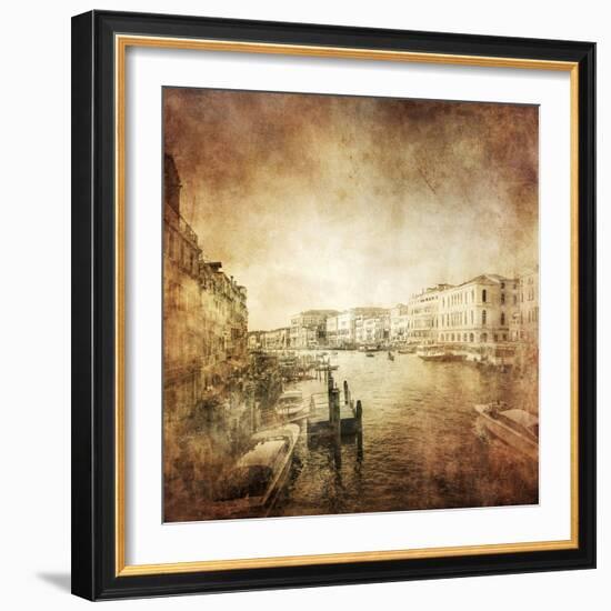 Vintage Photo of Grand Canal, Venice, Italy-null-Framed Photographic Print