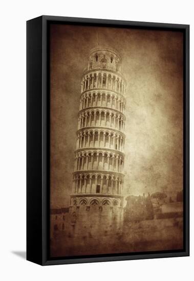 Vintage Photo of the Leaning Tower of Pisa, Italy-null-Framed Premier Image Canvas