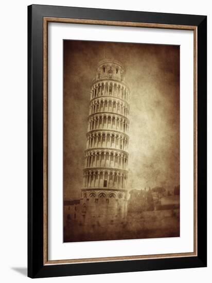 Vintage Photo of the Leaning Tower of Pisa, Italy-null-Framed Photographic Print