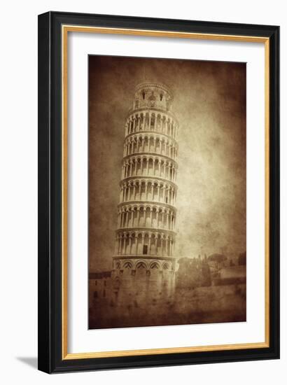 Vintage Photo of the Leaning Tower of Pisa, Italy-null-Framed Photographic Print