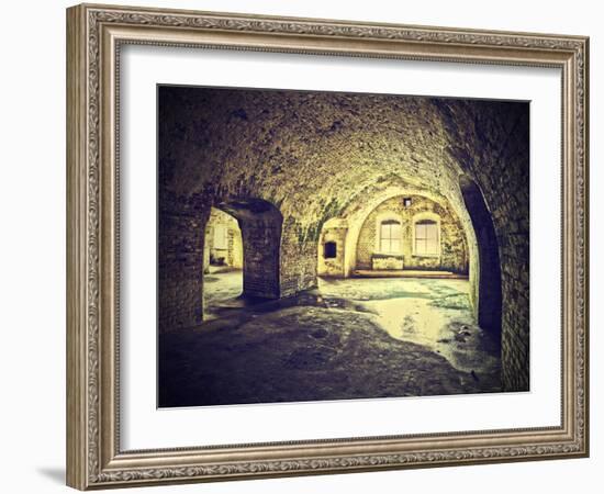 Vintage Picture of Dungeon, Cellar in Retro Style.-Maciej Bledowski-Framed Photographic Print