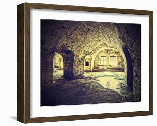 Vintage Picture of Dungeon, Cellar in Retro Style.-Maciej Bledowski-Framed Photographic Print