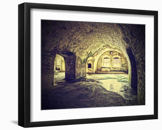 Vintage Picture of Dungeon, Cellar in Retro Style.-Maciej Bledowski-Framed Photographic Print