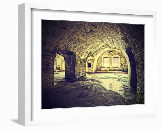 Vintage Picture of Dungeon, Cellar in Retro Style.-Maciej Bledowski-Framed Photographic Print