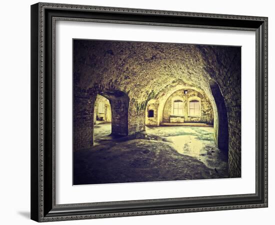 Vintage Picture of Dungeon, Cellar in Retro Style.-Maciej Bledowski-Framed Photographic Print