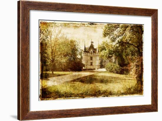 Vintage Picture With Castle-Maugli-l-Framed Art Print