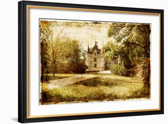 Vintage Picture With Castle-Maugli-l-Framed Art Print