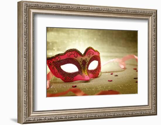 Vintage Pink Carnival Mask-viperagp-Framed Photographic Print