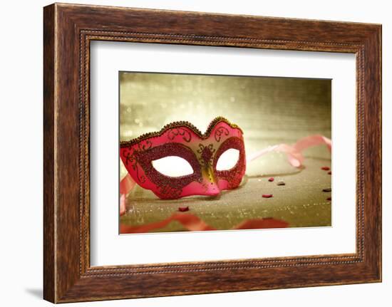 Vintage Pink Carnival Mask-viperagp-Framed Photographic Print