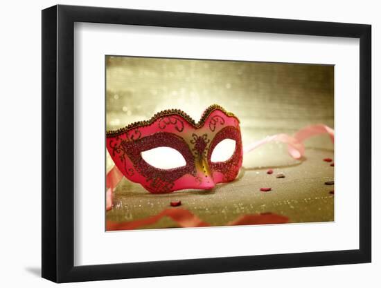 Vintage Pink Carnival Mask-viperagp-Framed Photographic Print