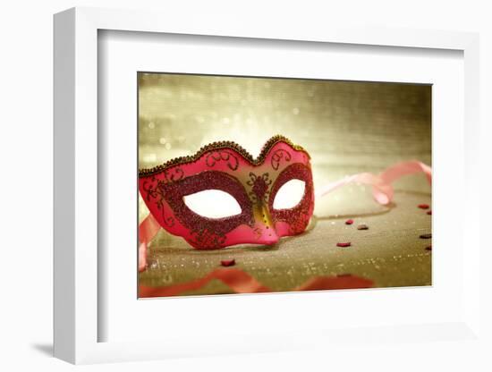 Vintage Pink Carnival Mask-viperagp-Framed Photographic Print