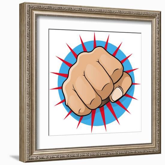 Vintage Pop Art Punching Fist-jorgenmac-Framed Art Print