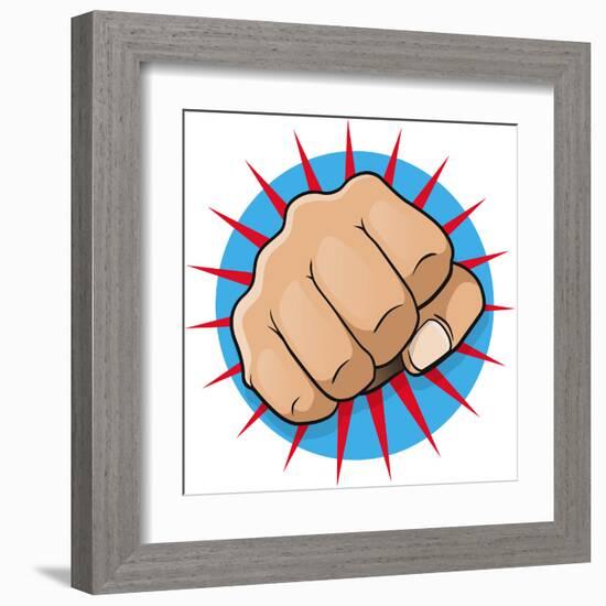 Vintage Pop Art Punching Fist-jorgenmac-Framed Art Print