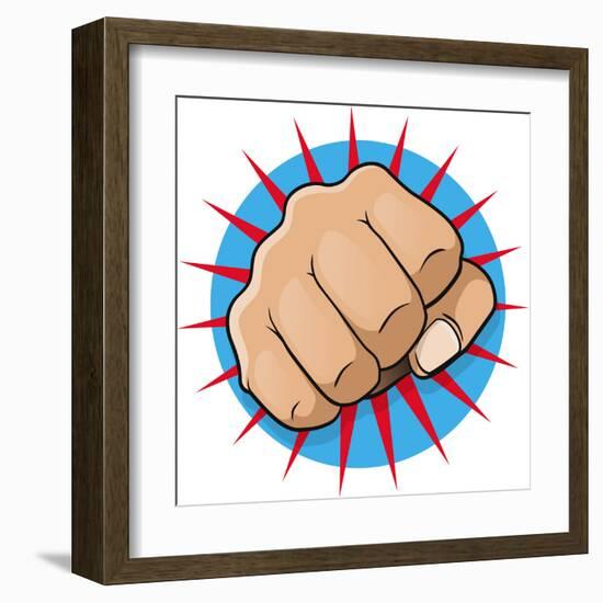 Vintage Pop Art Punching Fist-jorgenmac-Framed Art Print