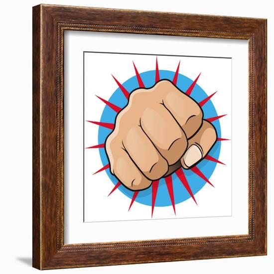 Vintage Pop Art Punching Fist-jorgenmac-Framed Art Print