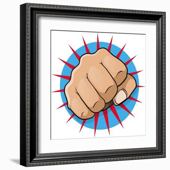 Vintage Pop Art Punching Fist-jorgenmac-Framed Art Print