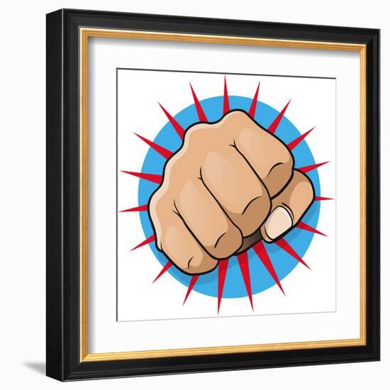 Vintage Pop Art Punching Fist-jorgenmac-Framed Art Print