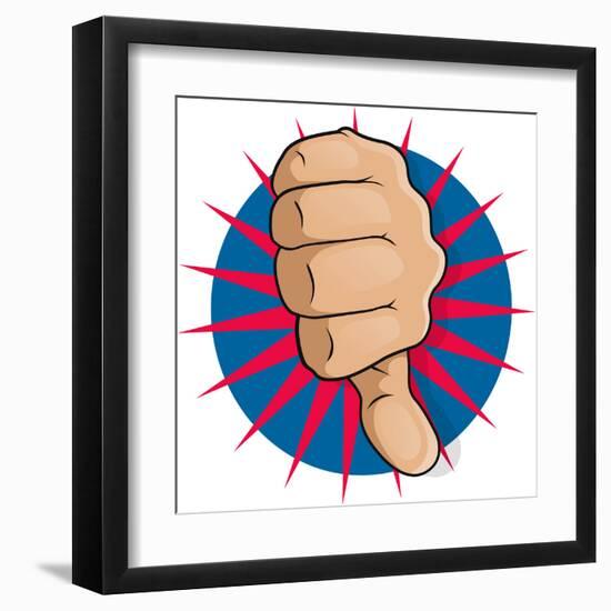 Vintage Pop Art Thumbs Down-jorgenmac-Framed Art Print