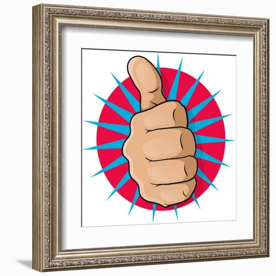 Vintage Pop Art Thumbs Up-jorgenmac-Framed Art Print