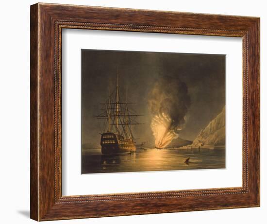 Vintage Print Featuring the Explosion of the U.S. Steam Frigate Missouri, at Gibraltar-null-Framed Art Print