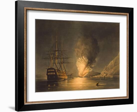 Vintage Print Featuring the Explosion of the U.S. Steam Frigate Missouri, at Gibraltar-null-Framed Art Print