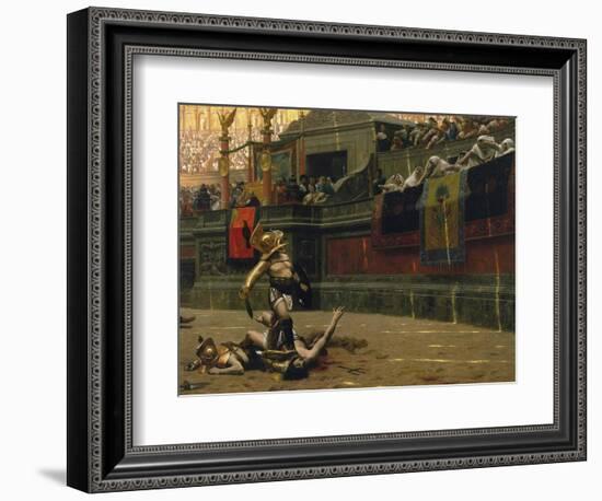 Vintage Print of a Roman Gladiator with His Defeated Opponent-Stocktrek Images-Framed Art Print