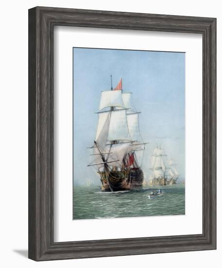 Vintage Print of Hms Victory of the Royal Navy-Stocktrek Images-Framed Art Print