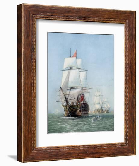 Vintage Print of Hms Victory of the Royal Navy-Stocktrek Images-Framed Art Print