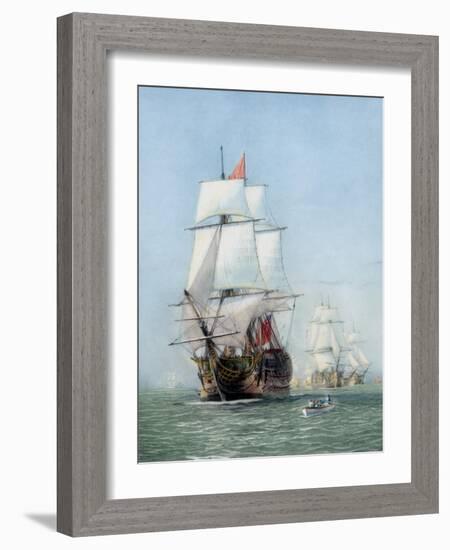 Vintage Print of Hms Victory of the Royal Navy-Stocktrek Images-Framed Art Print