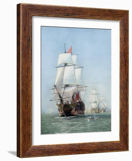 Vintage Print of Hms Victory of the Royal Navy-Stocktrek Images-Framed Art Print