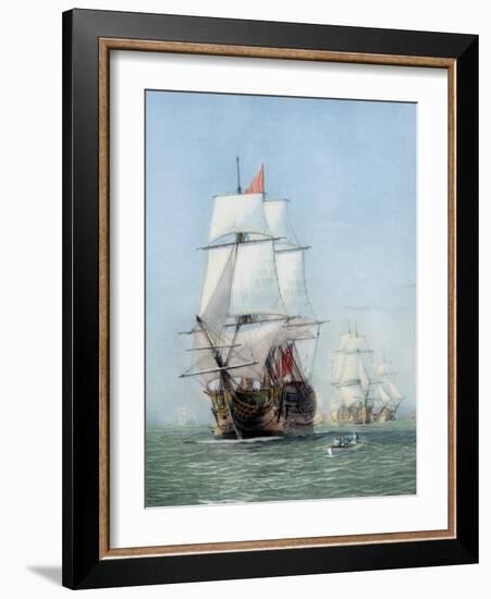 Vintage Print of Hms Victory of the Royal Navy-Stocktrek Images-Framed Art Print