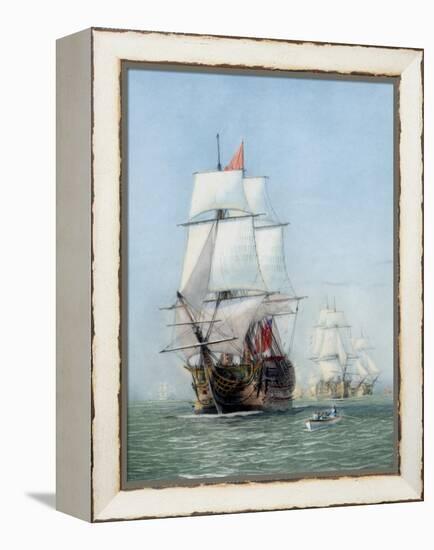 Vintage Print of Hms Victory of the Royal Navy-Stocktrek Images-Framed Stretched Canvas