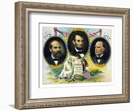Vintage Print of Presidents James Garfield, Abraham Lincoln, and William Mckinley-Stocktrek Images-Framed Art Print